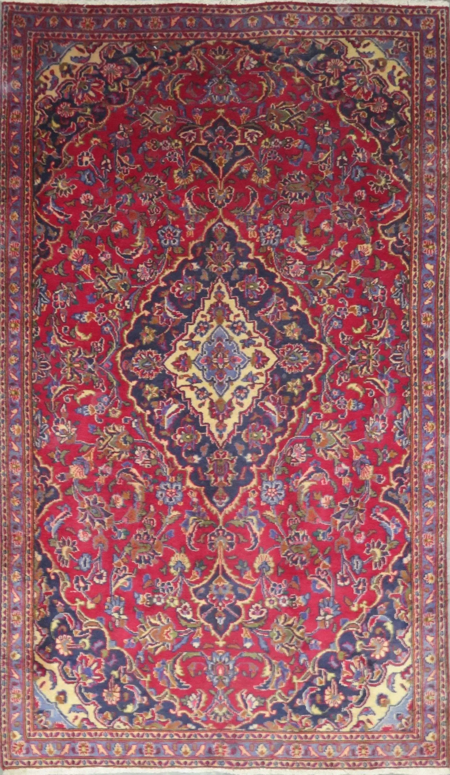 Hand-Knotted Persian Wool Rug _ Luxurious Vintage Design, 7'5" x 4'4", Artisan Crafted